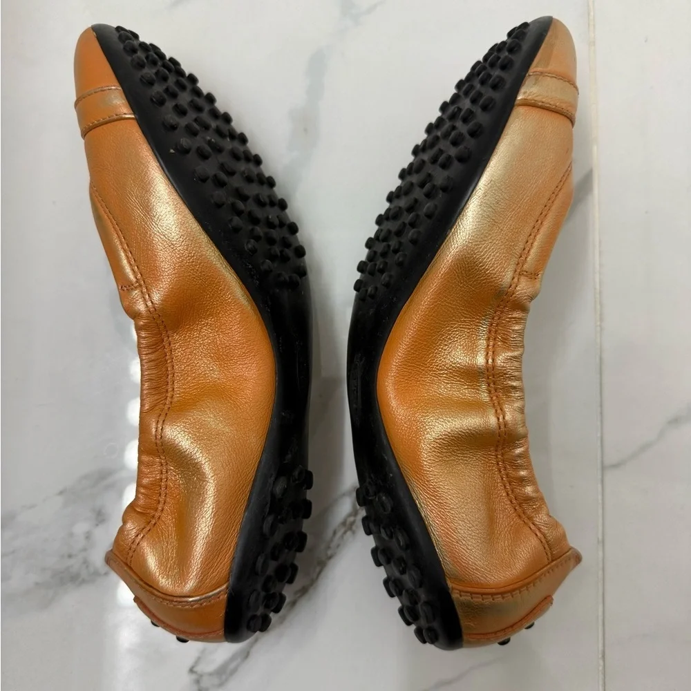 Tod's Women's Metallic Ombre Peach Dee Fibbietta Ballerina Ballet Shoes Size 6.5